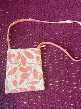 Pink Leaf-Print Crossbody Bag by